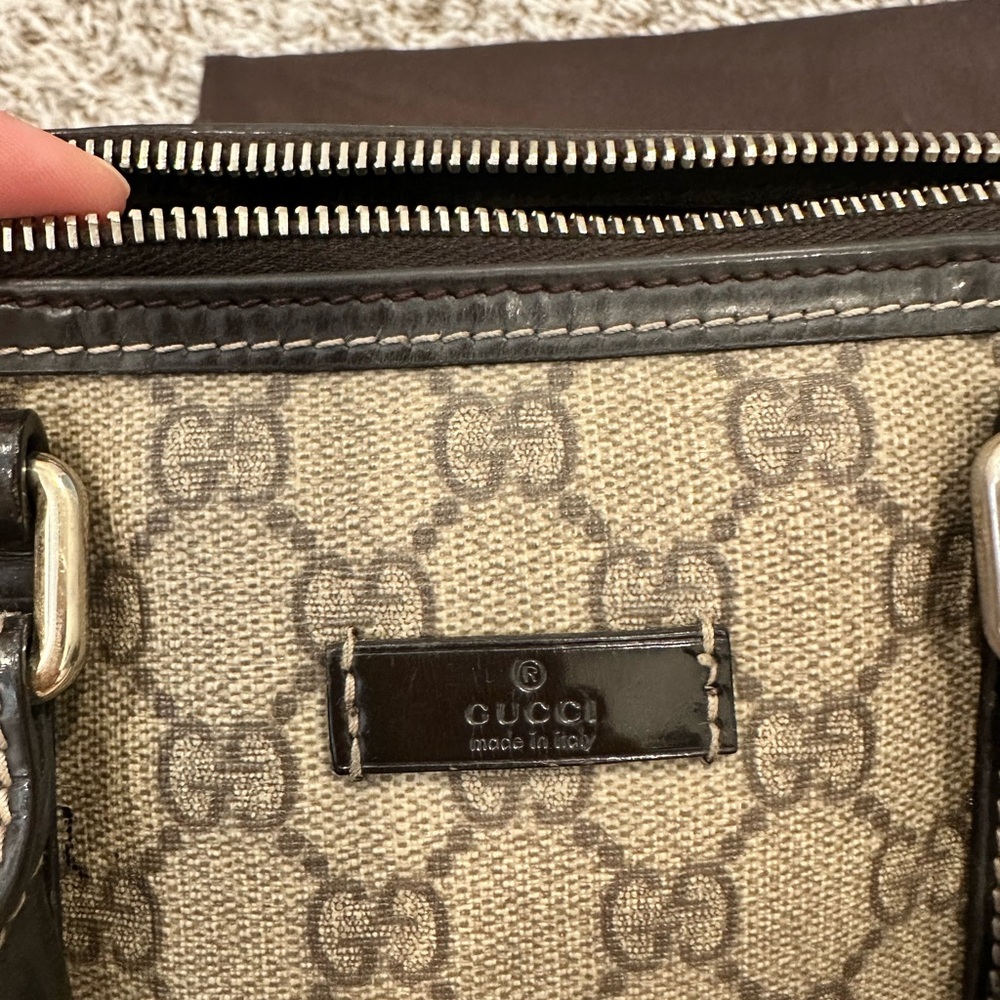 Gucci Beige and Black GG Coated Canvas Small Joy Boston Bag - Picture 9 of 10